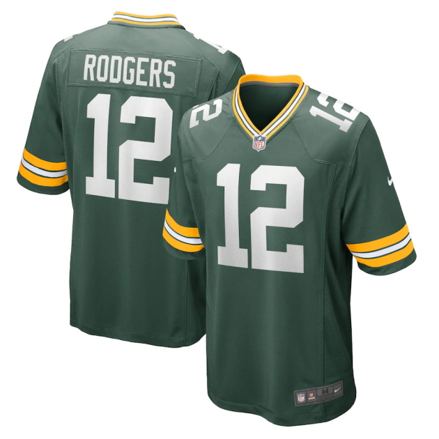 mens nike aaron rodgers green green bay packers game team jersey